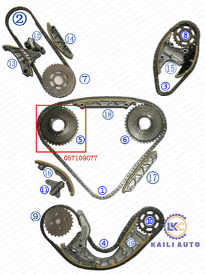 AUDI 2.7L कैना टाइमिंग चेन असेंबली VW Phaeton Toureg 3.0T CATA CASA CEXA 059109229J 106L 057109218K